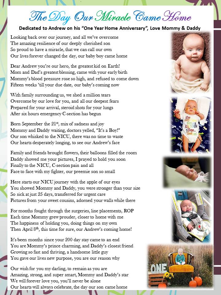 The Day Our Miracle Came Home, for Andrew